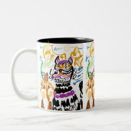 Taza Bicolor otoño estilo gato negro