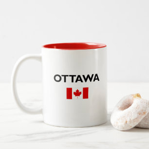 Taza Bicolor Ottawa Canadá Bandera canadiense color claro