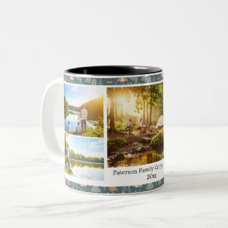 Taza Bicolor Outdoor Adventure Photo Collage Hiking Camping