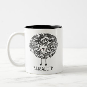 Taza Bicolor Oveja Doodle personalizada