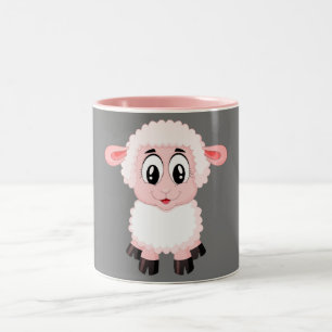 Taza Bicolor Oveja Ligera Blanca Y Rosa