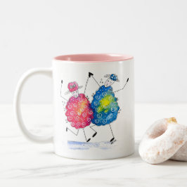 Taza Bicolor Ovejas bailando caprichosamente