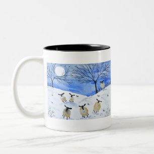 Taza Bicolor Ovejas peculiares en la nieve