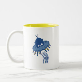 Taza Bicolor OVNI azul kawaii