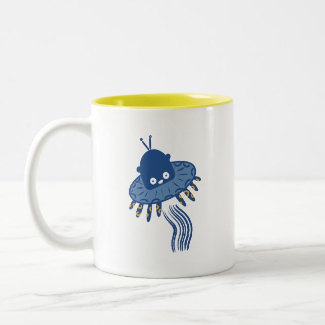 Taza Bicolor OVNI azul kawaii (Izquierda)