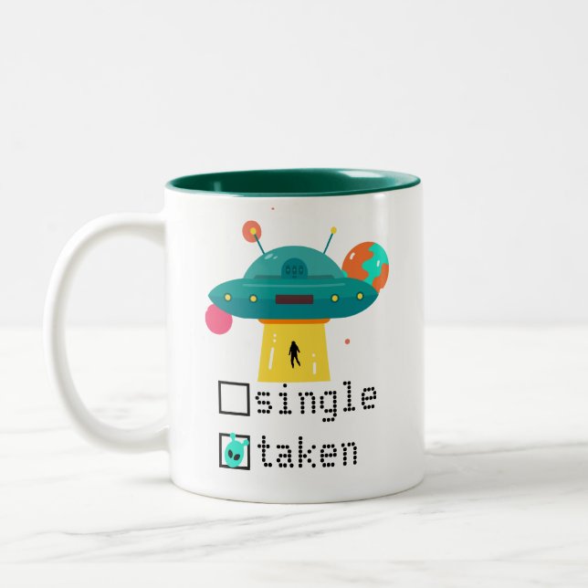 Taza Bicolor OVNI de San Valentín personalizado (Izquierda)