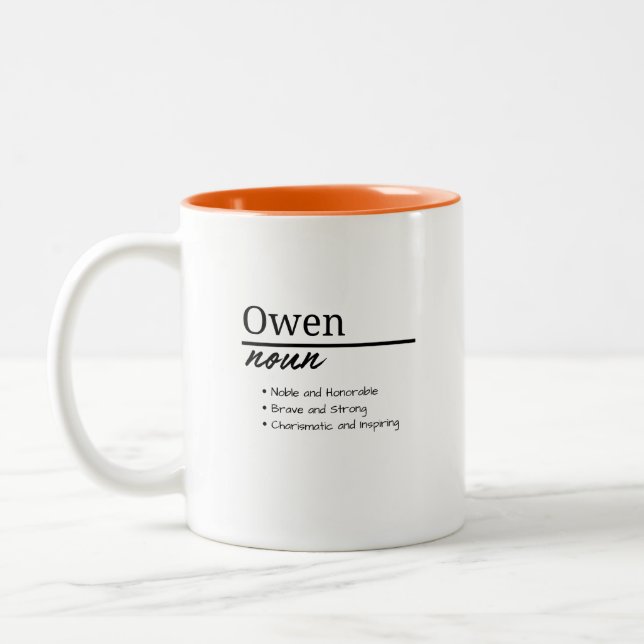 Taza Bicolor Owen, definición de nombre personalizado del niño (Izquierda)