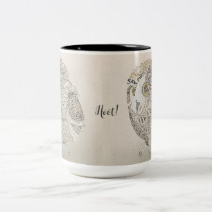 Taza Bicolor Owl Calligraphy Mug