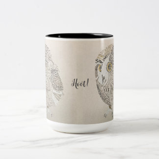 Taza Bicolor Owl Calligraphy Mug