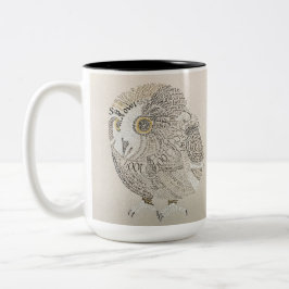 Taza Bicolor Owl Calligraphy Mug