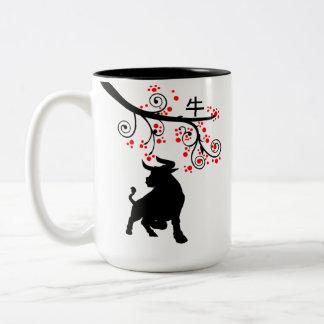 Taza Bicolor Ox y flores rojas de Año Nuevo chino 2021