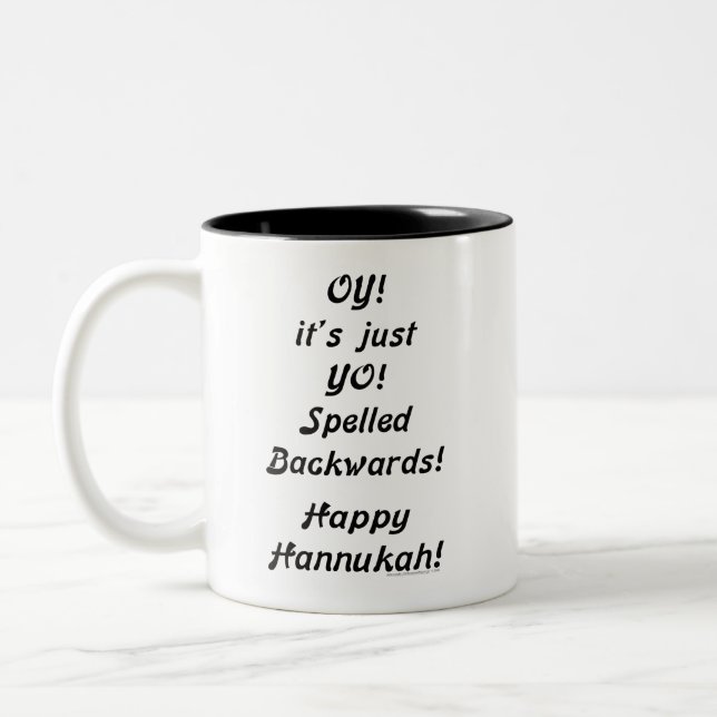 Taza Bicolor ¡OY! ¡es apenas YO! ¡Deletreado al revés! (Izquierda)