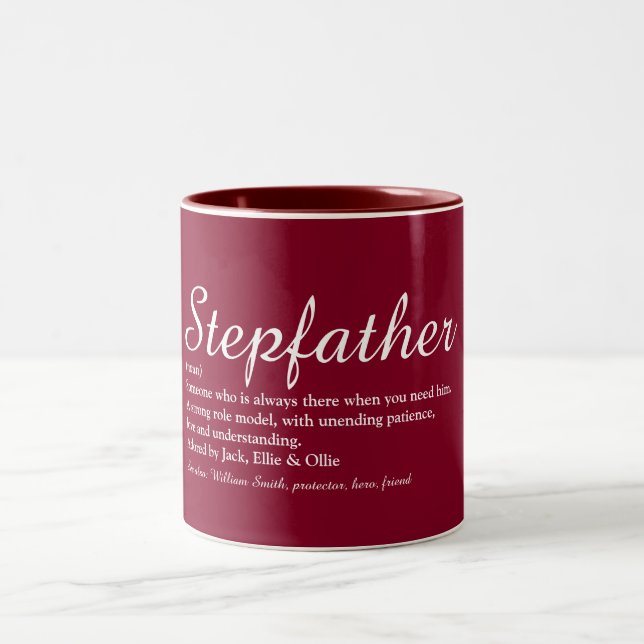 Taza Bicolor Padrastro, Definición de Padrastro Script Burgundy (Centro)