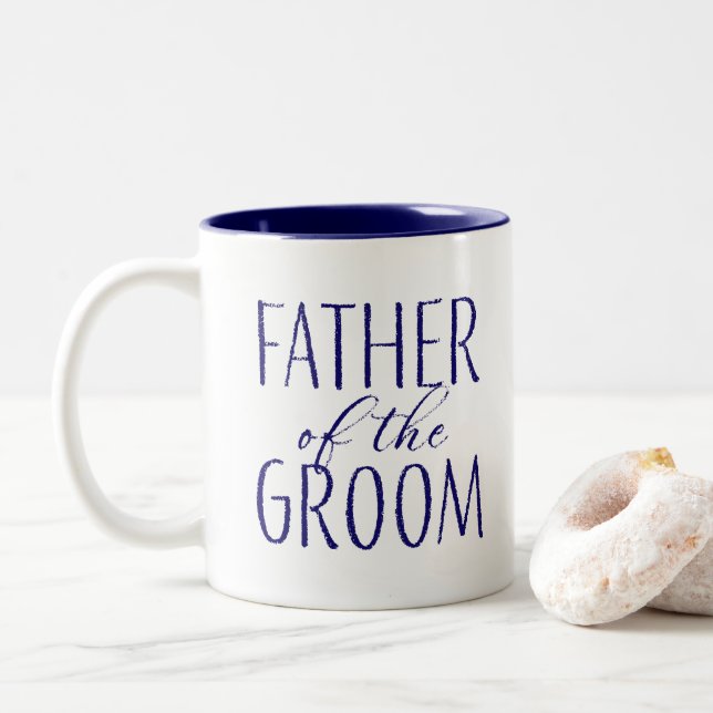 Taza Bicolor Padre del Novio Azul Marino (Con donut)