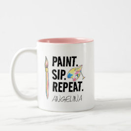 Taza Bicolor Paint y Sip Birthday Party personalizados