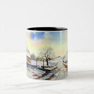 Taza Bicolor Paintaje paisajístico de color de agua de las ví