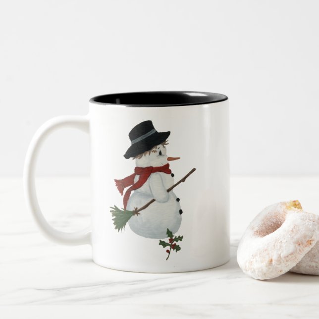 Taza Bicolor Pais Snowman Mug (Con donut)