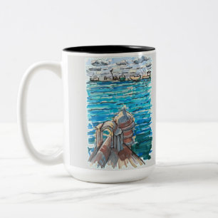 Taza Bicolor Paisaje acuático sereno en San Juan de Ulua, Verac