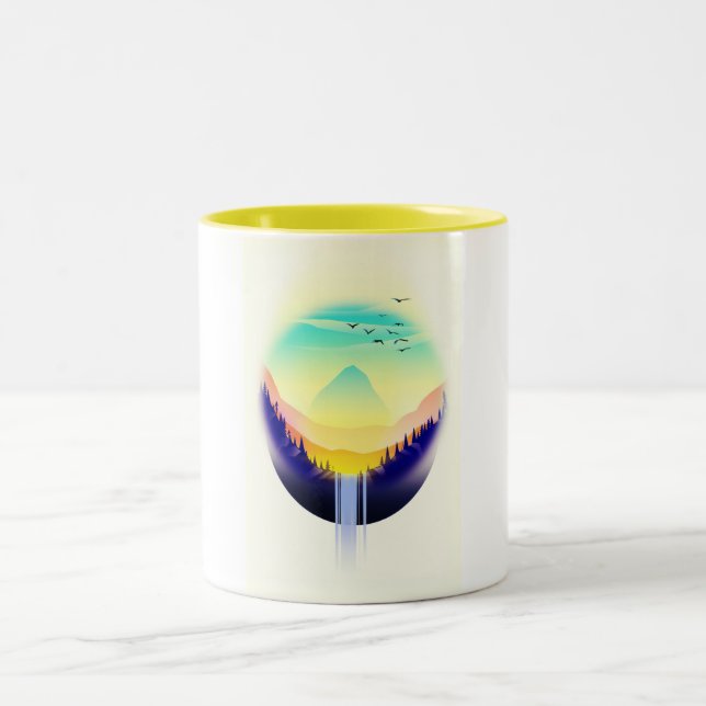 Taza Bicolor Paisaje de Cascada (Centro)