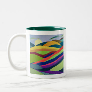 Taza Bicolor Paisaje de Colinas del Arcoíris