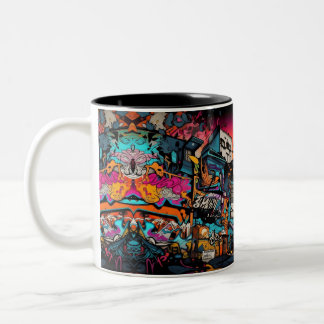 Taza Bicolor Paisaje de graffiti para un vibrante y estilizado 