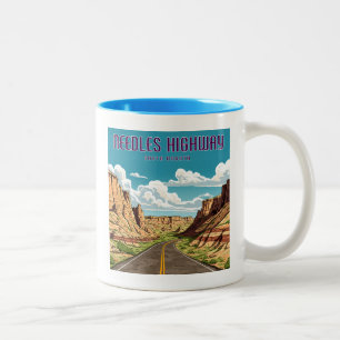 Taza Bicolor Paisaje de la autopista Needles Dakota del Sur