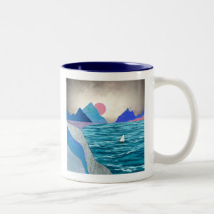 Taza Bicolor Paisaje de la ensenada náutica