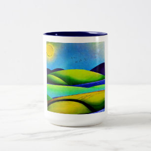 Taza Bicolor Paisaje de las colinas verdes
