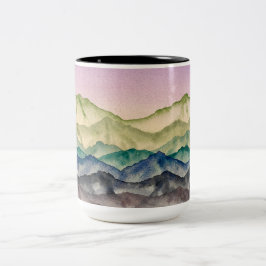 Taza Bicolor Paisaje de montaña brillante de cielo rosa