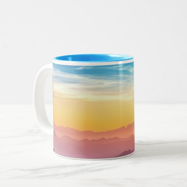 Taza Bicolor Paisaje de montaña en Sunset (Anverso izquierdo)