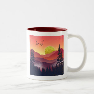 Taza Bicolor Paisaje de Montañas Carmesí