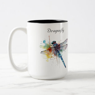Taza Bicolor Paisaje de sueños de libélula, personalizado