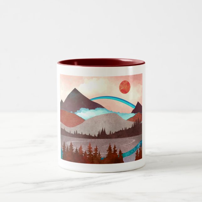 Taza Bicolor Paisaje del arcoiris azul (Centro)