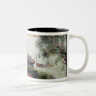 Taza Bicolor Paisaje del río de Jorte Pedro Seurat el con una