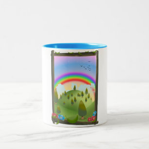 Taza Bicolor Paisaje Feliz Arcoíris