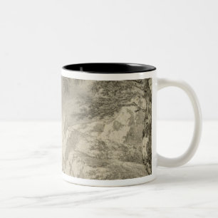Taza Bicolor Paisaje montañoso con un caminante