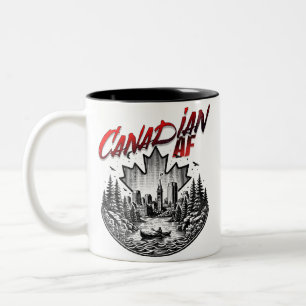 Taza Bicolor Paisaje paisajístico AF canadiense hoja de arce de