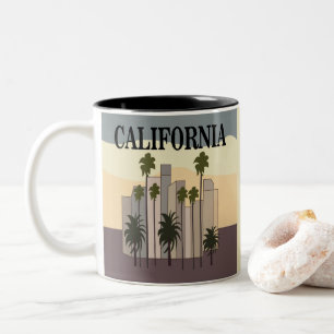 Taza Bicolor Paisaje urbano de Los Ángeles puesta de sol palmer