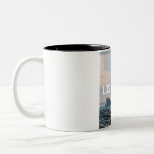 Taza Bicolor Paisaje urbano retro de Los Ángeles Estética Ciuda