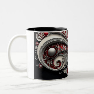 Taza Bicolor Paisley Swirl Red, Silver y White 2 mug