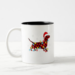 Taza Bicolor Pajamas Red Buffalo Tocó Dachshund Perro Merry Chr