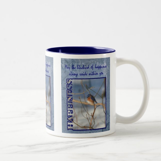 Taza Bicolor Pájaro Azul De La Felicidad Inspirador (Derecha)