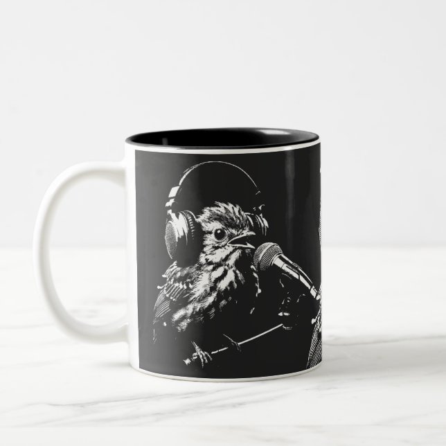 Taza Bicolor Pájaro Cantando (Izquierda)