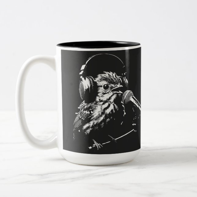 Taza Bicolor Pájaro Cantando (Izquierda)