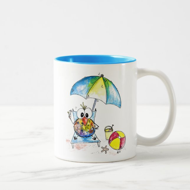 Taza Bicolor Pájaro caprichoso en la playa (Derecha)
