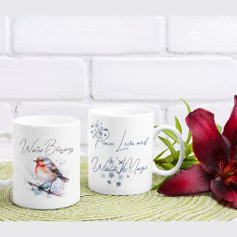 Taza Bicolor Pájaro dulce "Winter Magic" acuarela