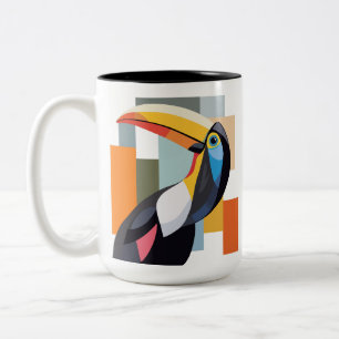 Taza Bicolor Pájaro geométrico táctil colorido