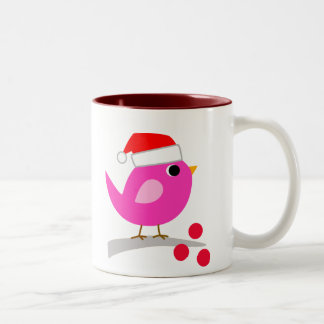 Taza Bicolor Pájaro lindo del navidad