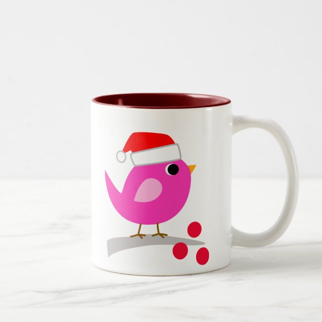Taza Bicolor Pájaro lindo del navidad (Derecha)