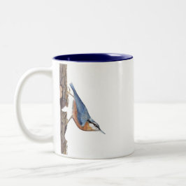 Taza Bicolor Pájaro nuthatch maderero (Sitta Europaea) Mug